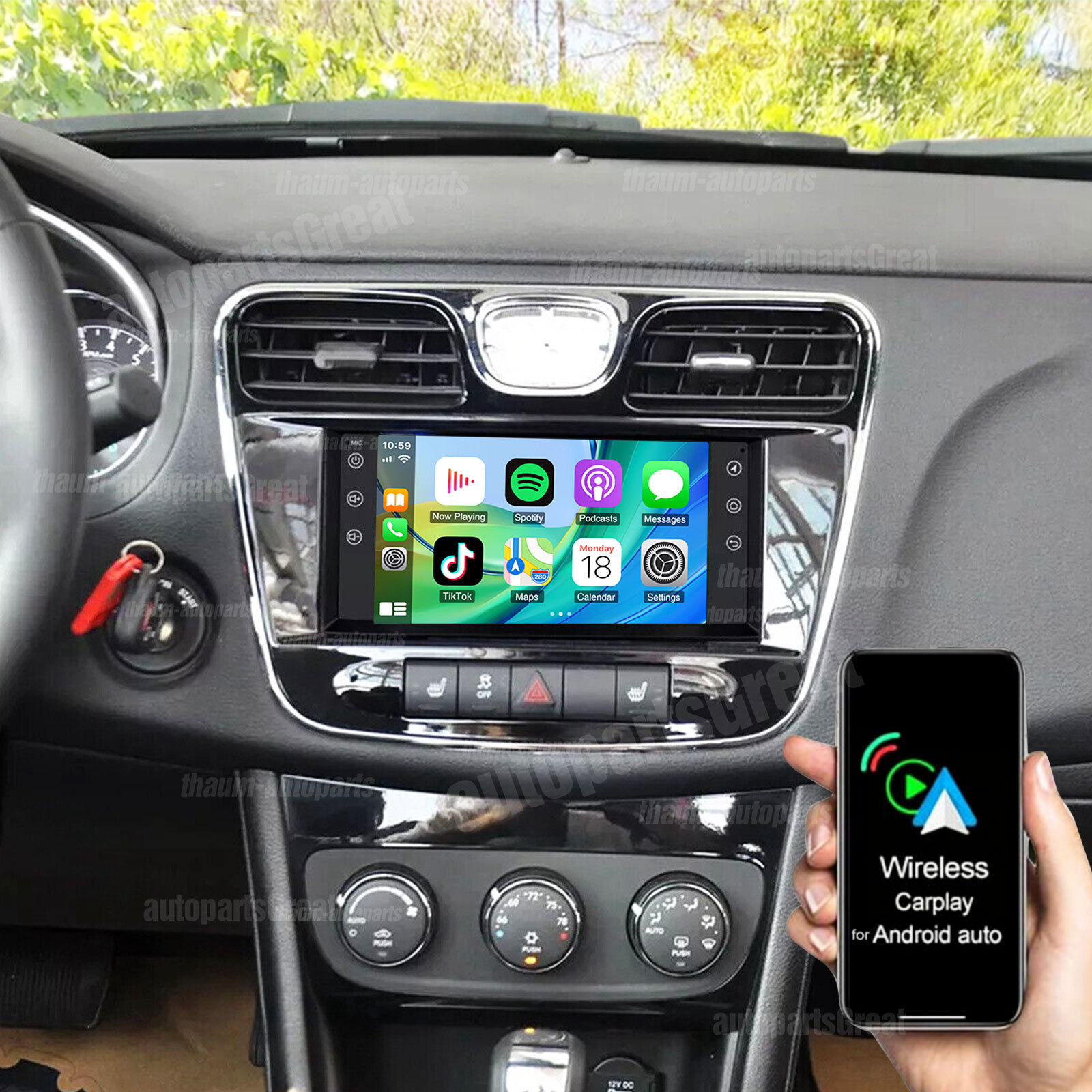 For 2011-2014 Chrysler 200 Apple CarPlay Android 13 Car Stereo Radio GPS SWC 32G