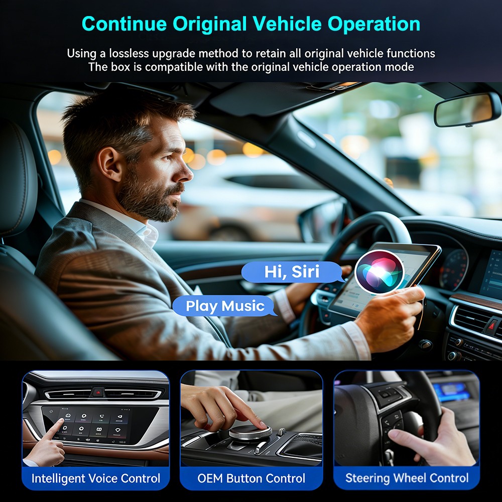1/2X 4IN1 Wired to Wireless CarPlay Adapter for Apple iPhone Auto Mirror Link