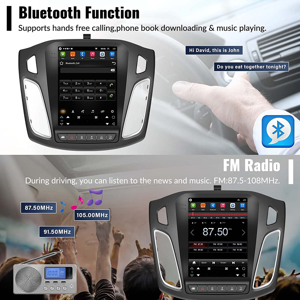 Car Apple Carplay Radio For Ford Focus 2012-2018 Android 11 GPS Stereo +Camera