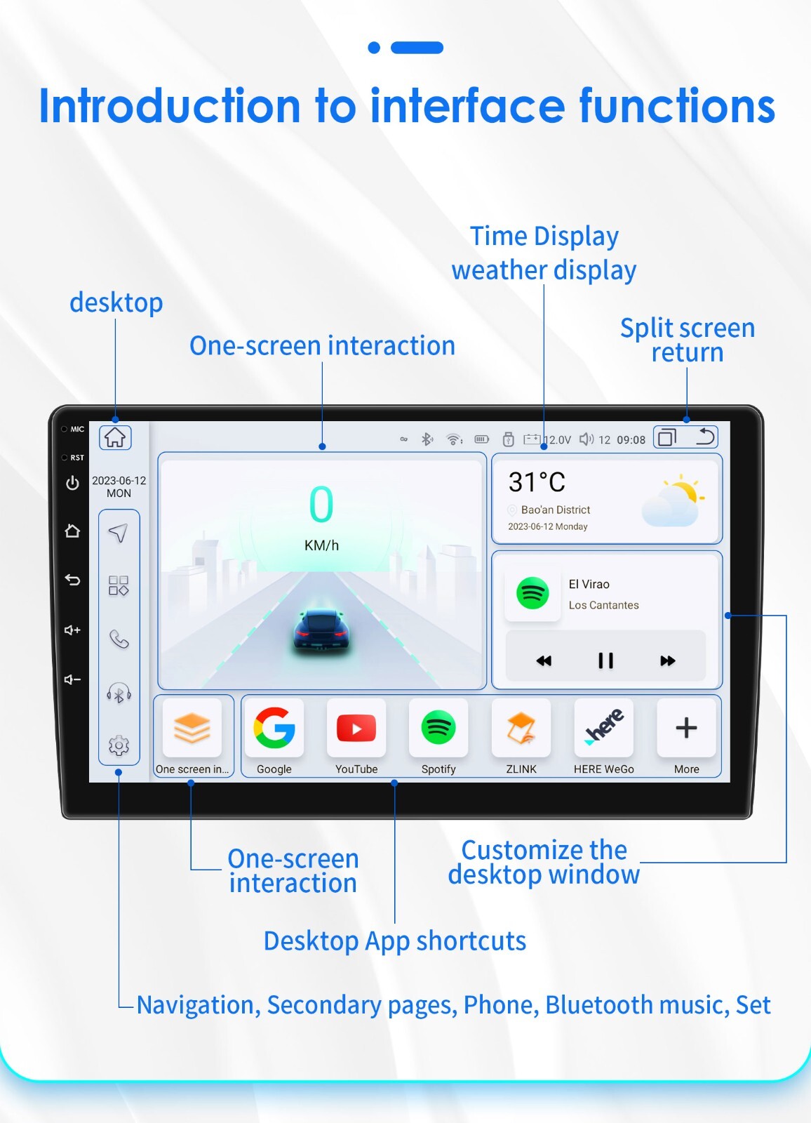 For Toyota 4Runner 2009-2019 9″Android12 Car Stereo Radio GPS Head Unit CarPlay