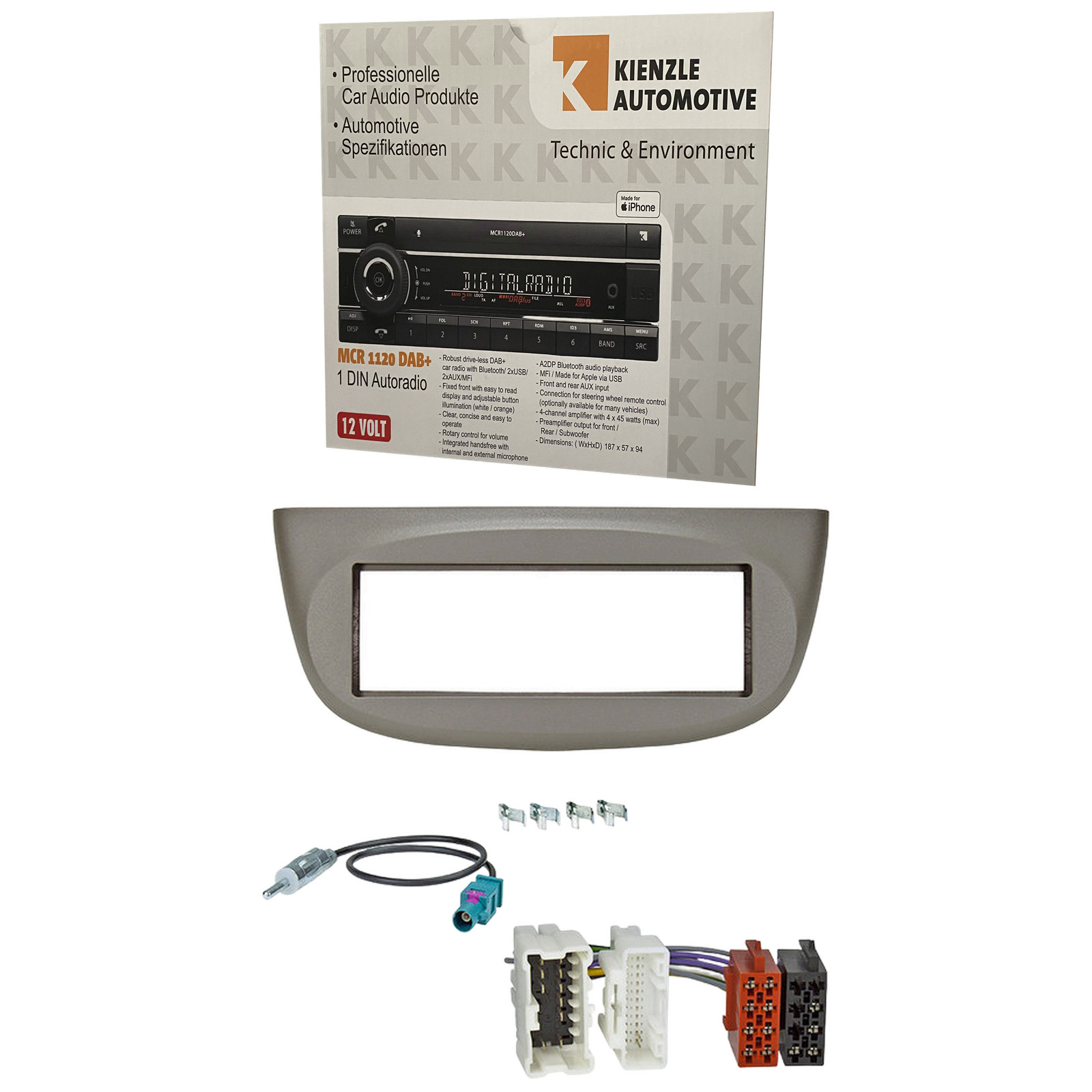Axion MCR 1120 DAB + Radio USB with installation kit for Renault Twingo from 2012