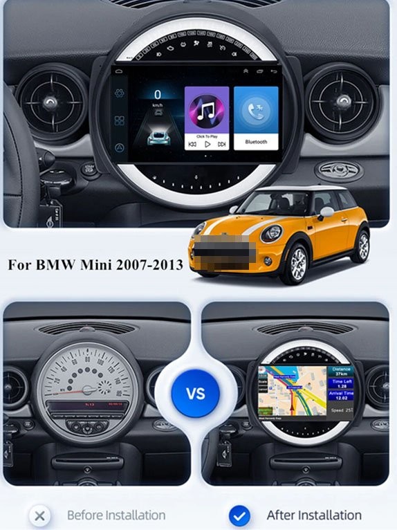 9” w/Carplay Android Car Stereo Radio GPS For BMW Mini Cooper R56 R60 2007-2013
