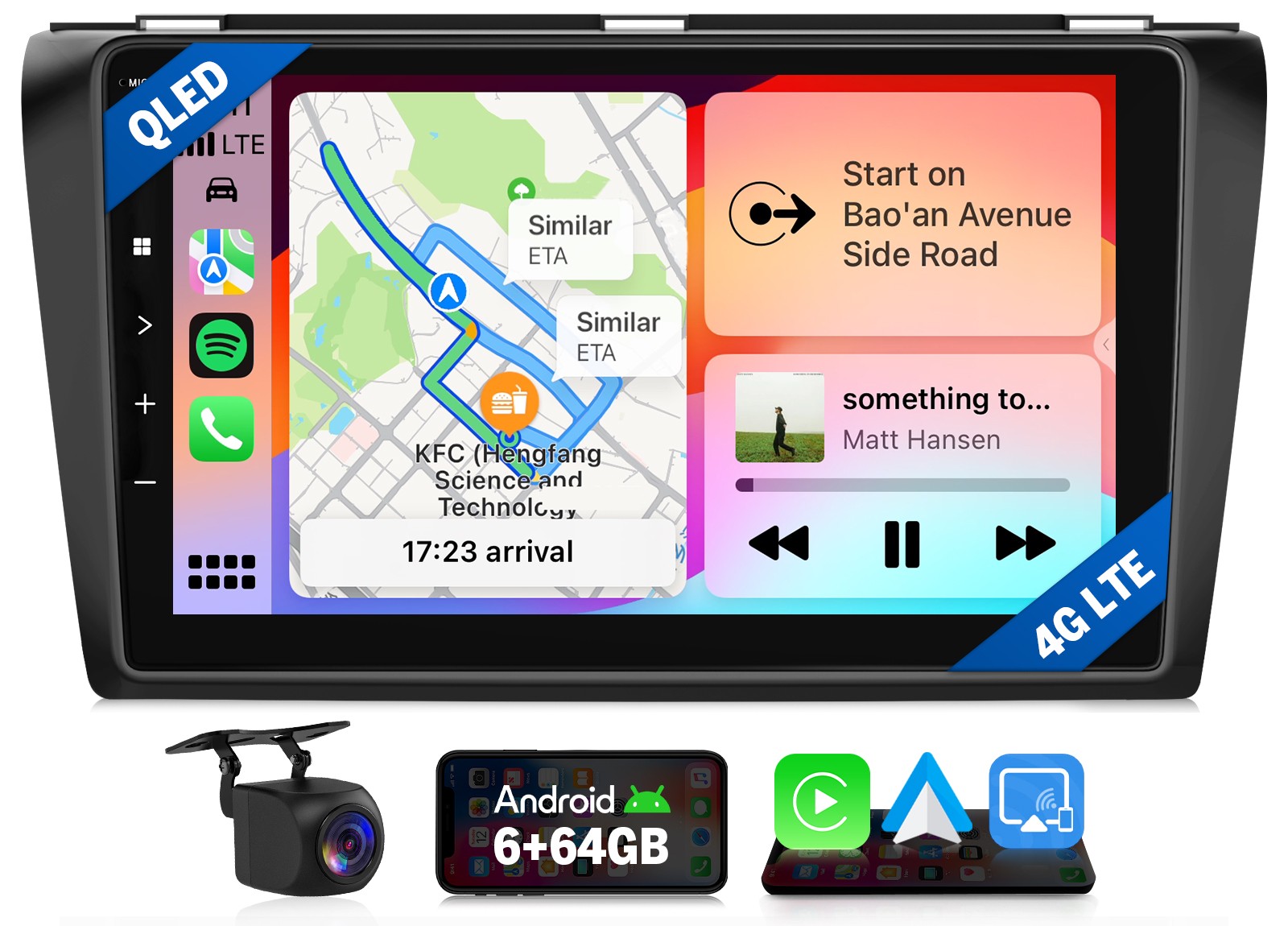 For 2004-2009 mazda 3 Android 9″ QLED 6+64 Car Stereo HeadUnit CarPlay DSP Audio