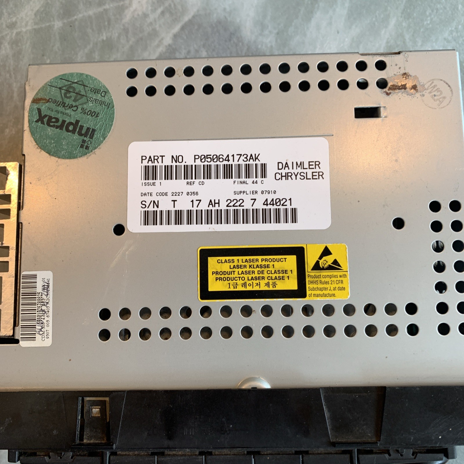 Chrysler, Dodge, Jeep Radio CD Player Part Number P05064173AK OEM