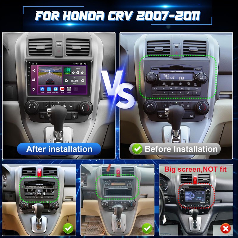 Android Audio 8 Core 64G Car Radio for Honda CRV 2007 – 2011 CarplayStereo GPS