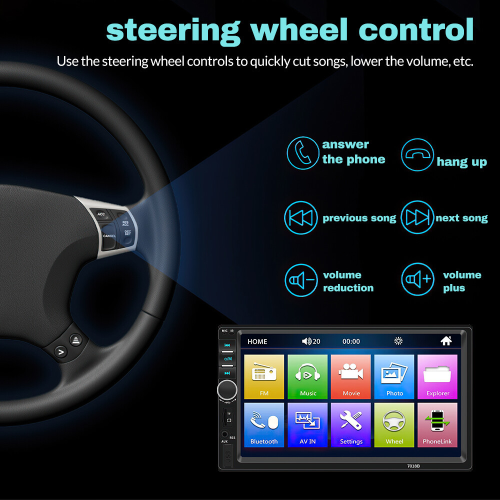 2 Din 7″ Car Stereo Mirrorlink-GPS Bluetooth Radio Car MP5 Player+Rear Camera