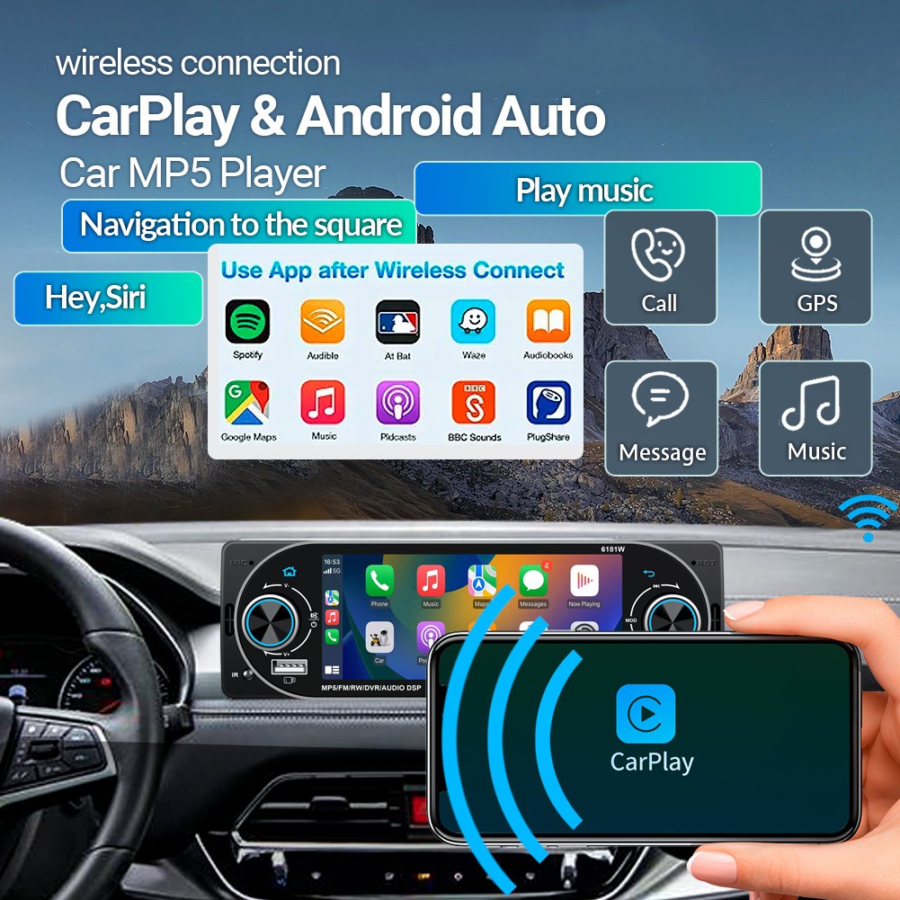 Single 1DIN HD Car Multimedia Player FM USB Type-C With Steering Wheel Control