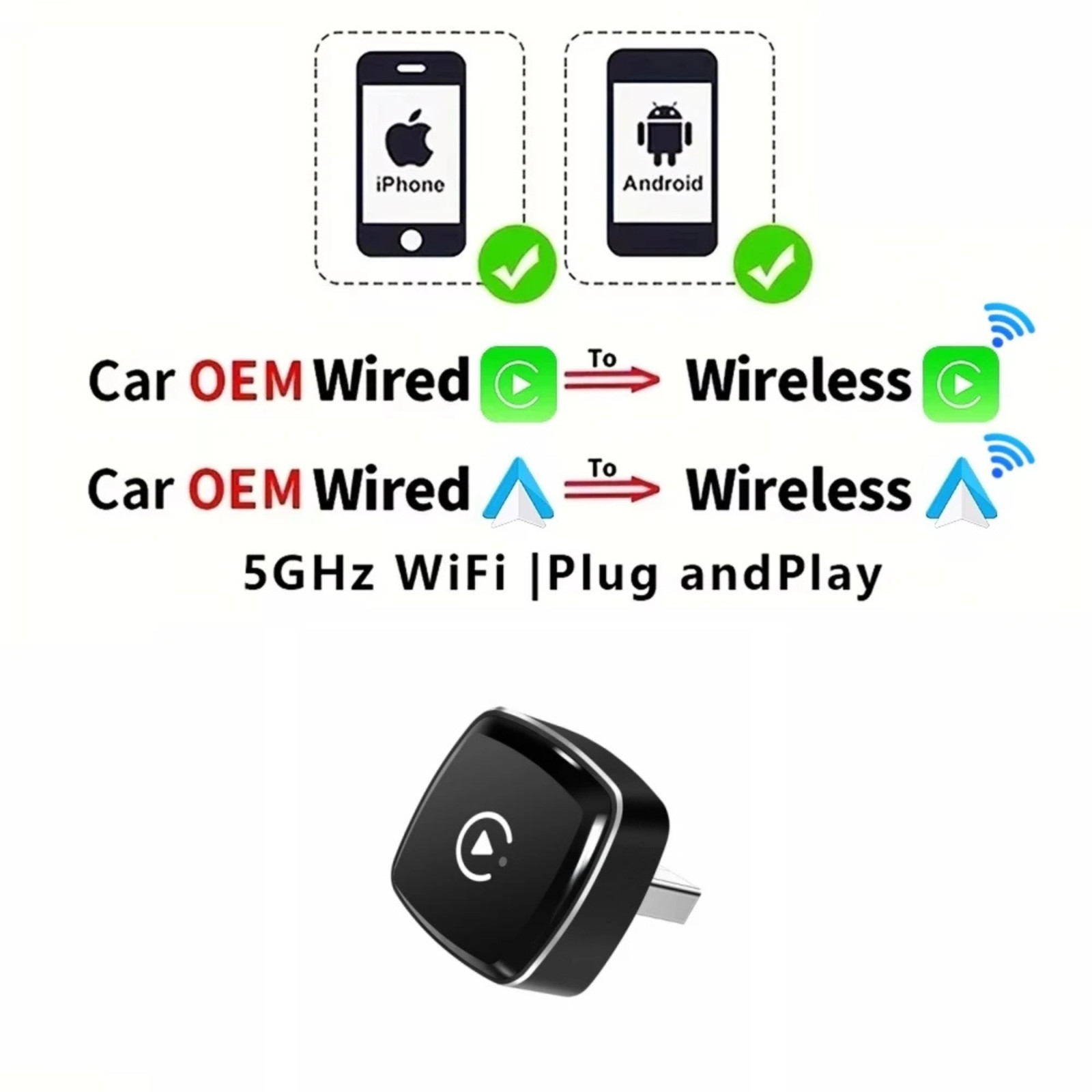 2026 2 in 1 Wireless CarPlay Adapter & Android Auto Wireless Adapter