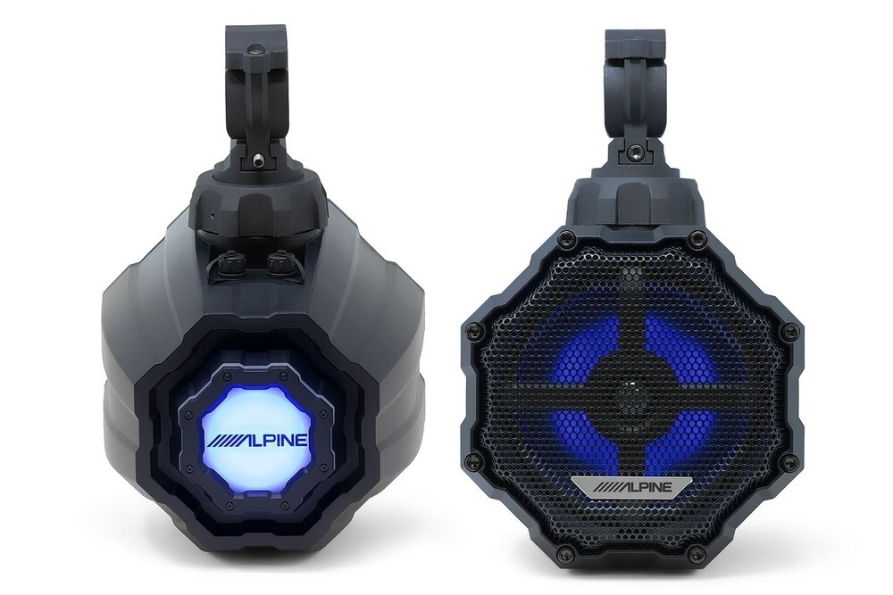Alpine KAC-CMD-CTR Audio Receiver with Universal Marine Speaker Pods – Pair