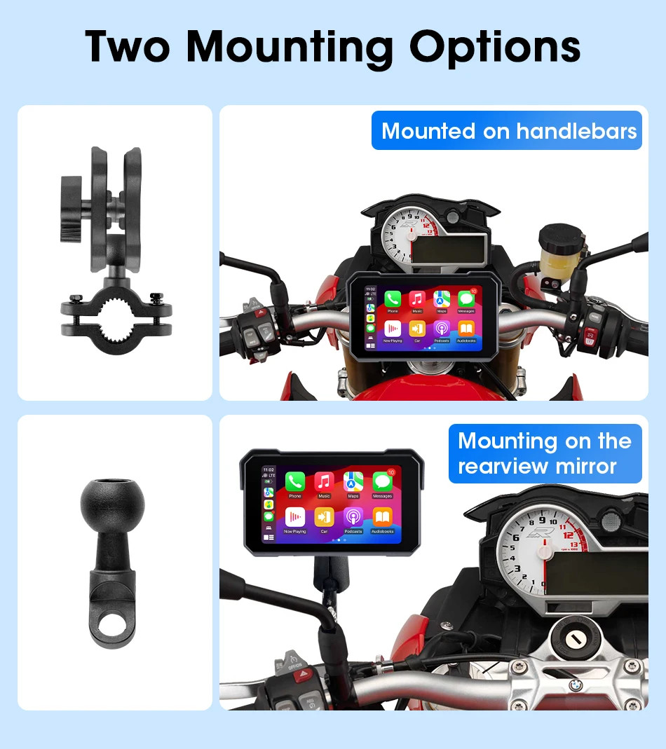 Jansite Motorcycle Display Screen Carplay Moto Navigation Portable Digital BT
