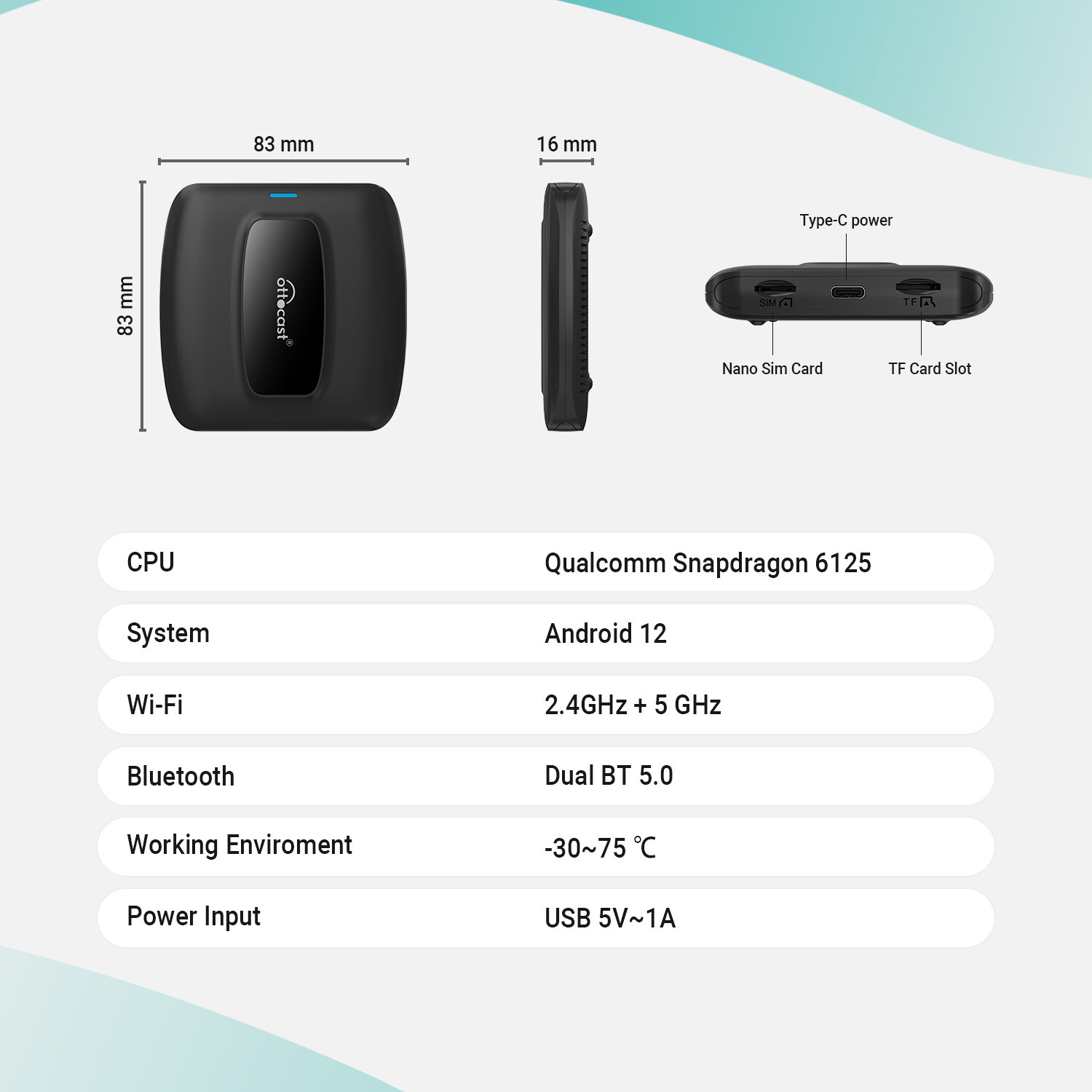 3in1 Ottocast EXP P3SE Android 12 AI Box Wireless CarPlay Adapter Youtube 4+64G