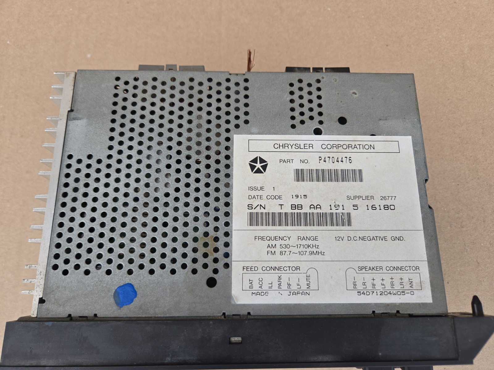 Chrysler Model P04704373AE Radio And CD Player, Cd Does Not Work, Radio Does