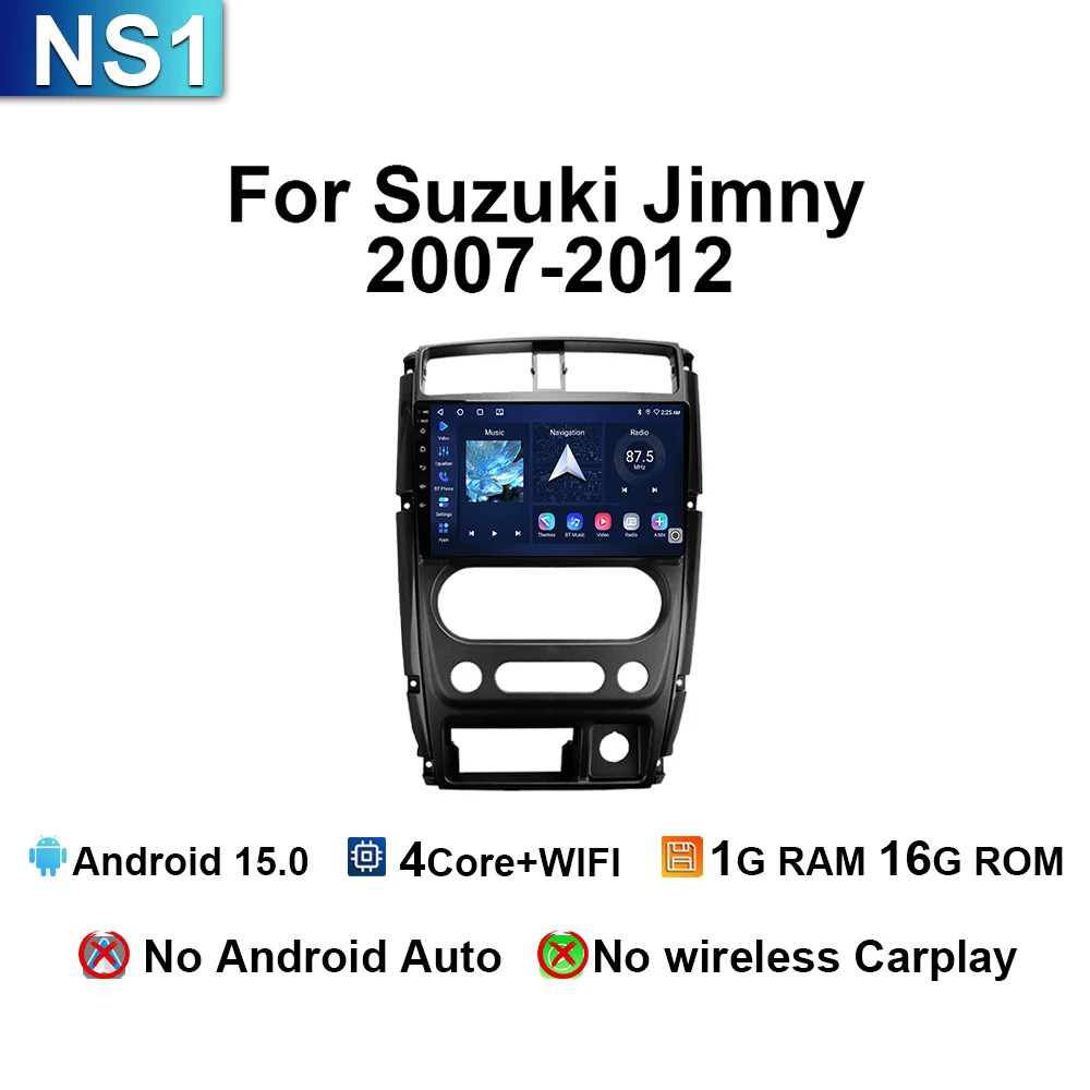 For Suzuki Jimny 2007-2012 CarPlay Auto Multimedia GPS Navi Android 15 Car Radio