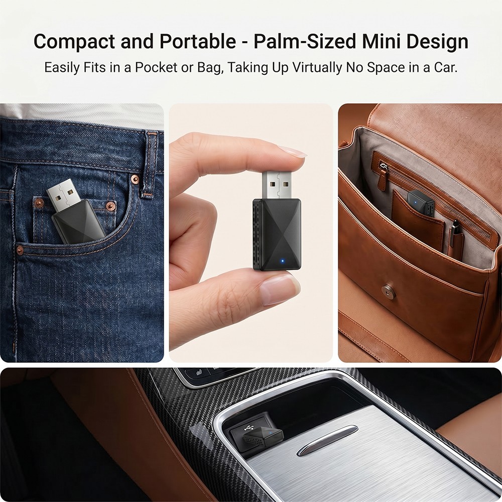 Wireless CarPlay Adapter for Apple iPhone & Android Auto USB Adapter Plug & Play