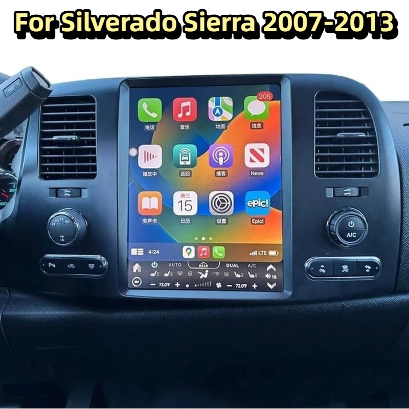 12.1″ 128GB Tesla Style Carplay Stereo GPS Radio For Silverado Sierra 2007-2013