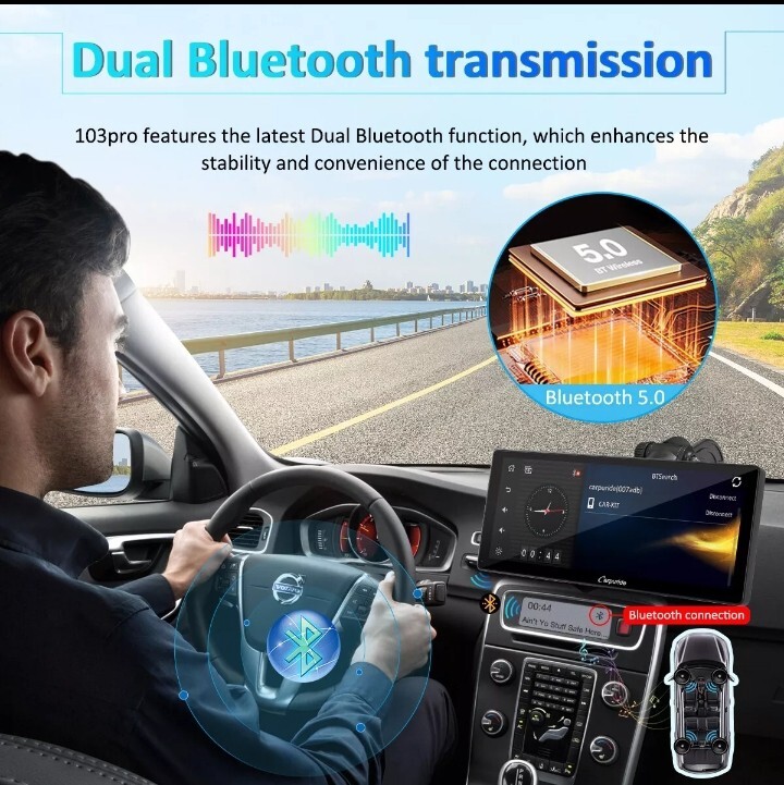 Carpuride W103PRO Portable Car Stereo Audio Wireless Apple CarPlay Android Auto