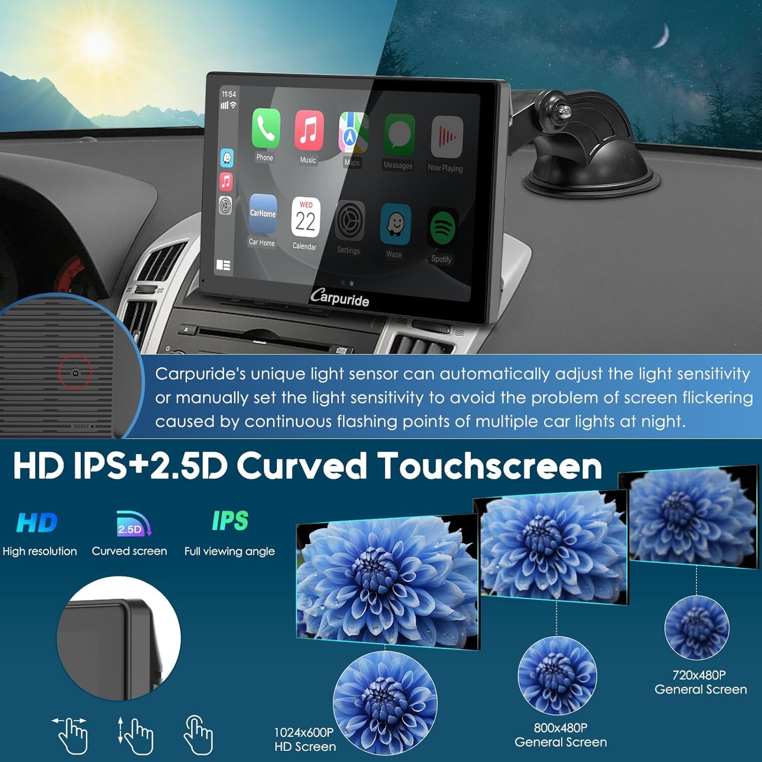 CARPURIDE C98 Wireless 9’’ Apple Carplay Android Auto GPS Navigation Car Stereo