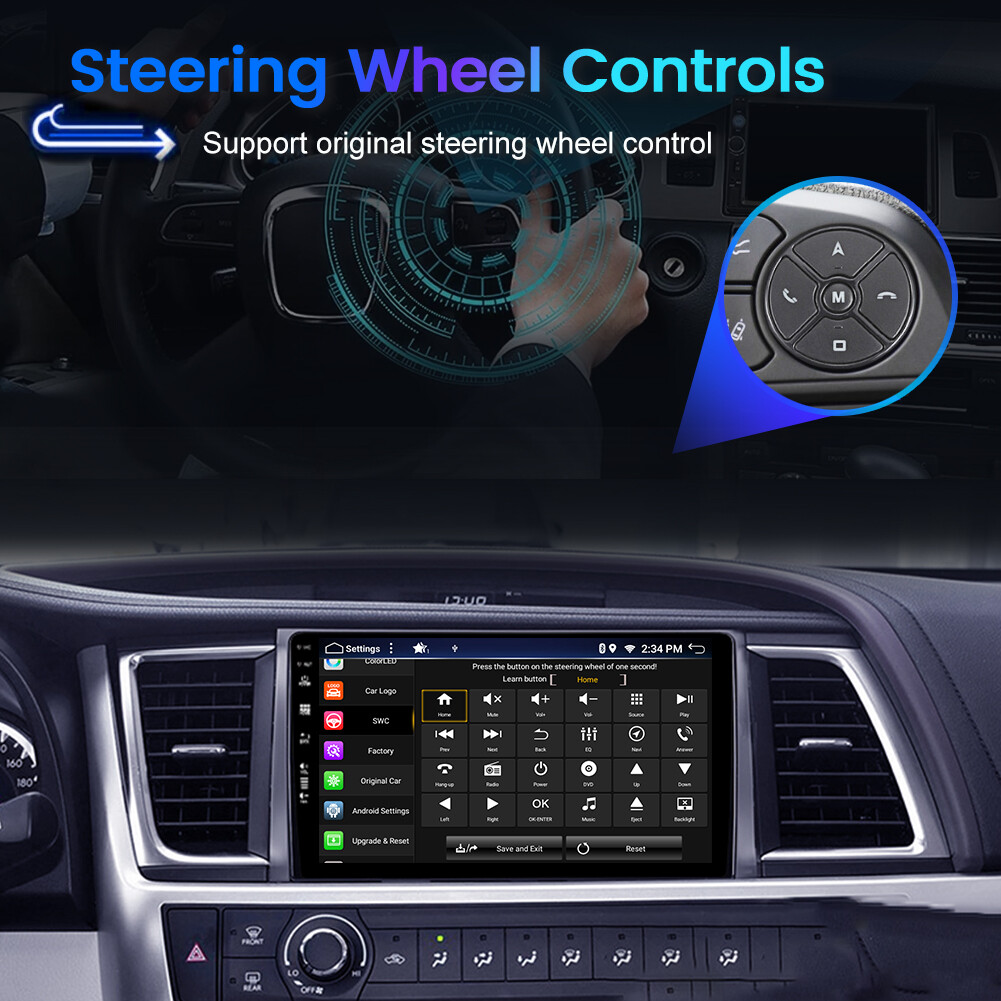 8GB+256GB For Toyota Highlander 2014-18 CarPlay&Android Auto Car Stereo GPS 128G