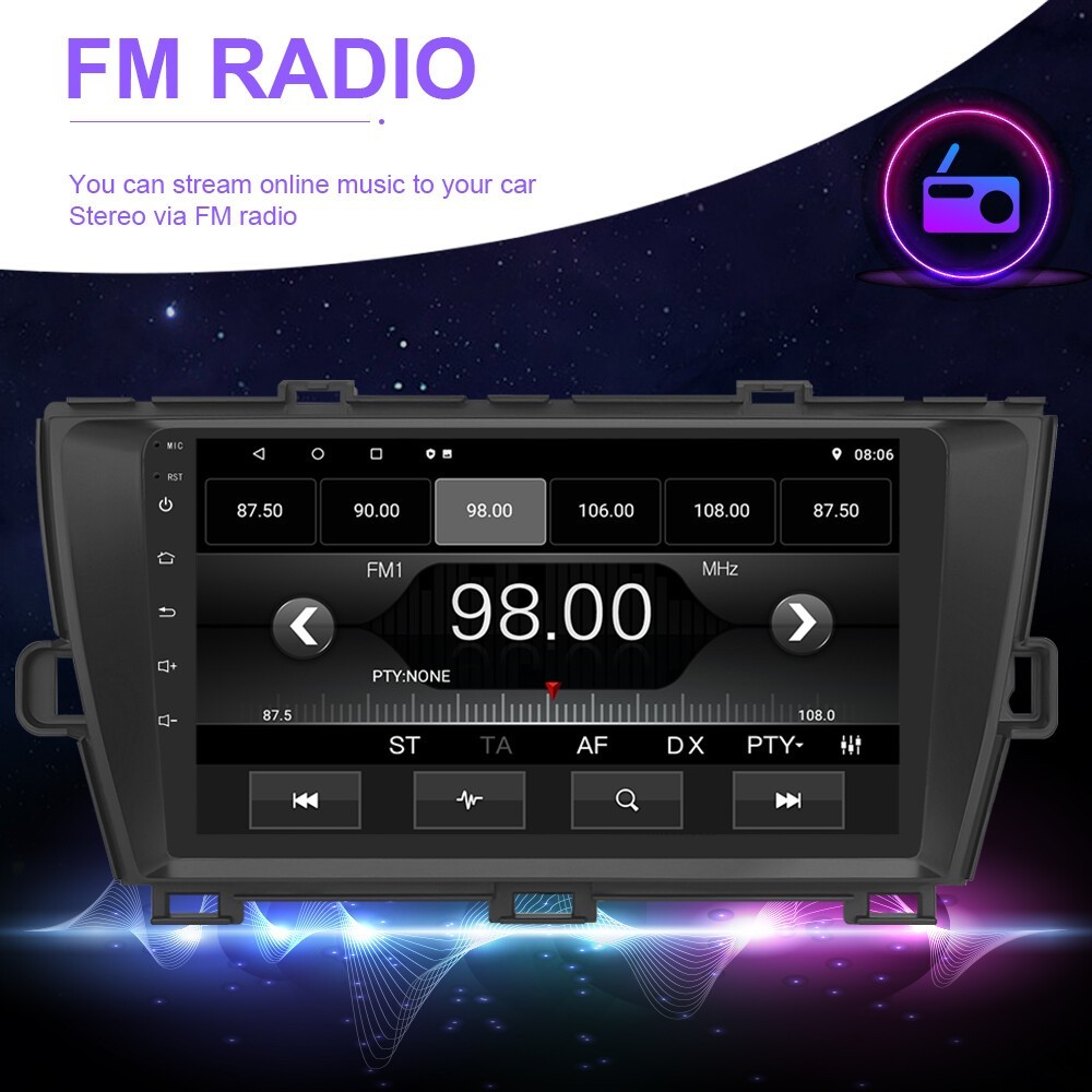 Car Radio Stereo Carplay For 2010-2015 Toyota Prius 4+64G 9in Head Unit EQ