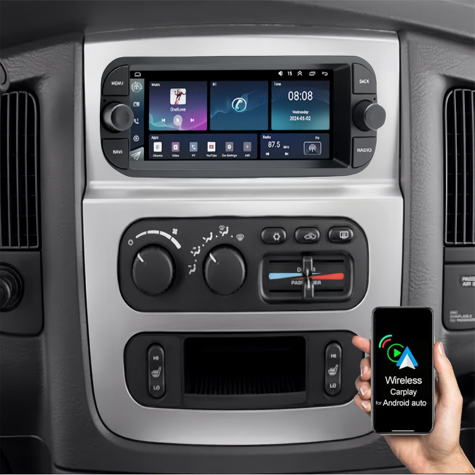 6.86″ Radio For Dodge Ram 1500 2500 3500 2002-2005 Carplay Android 13 GPS Player