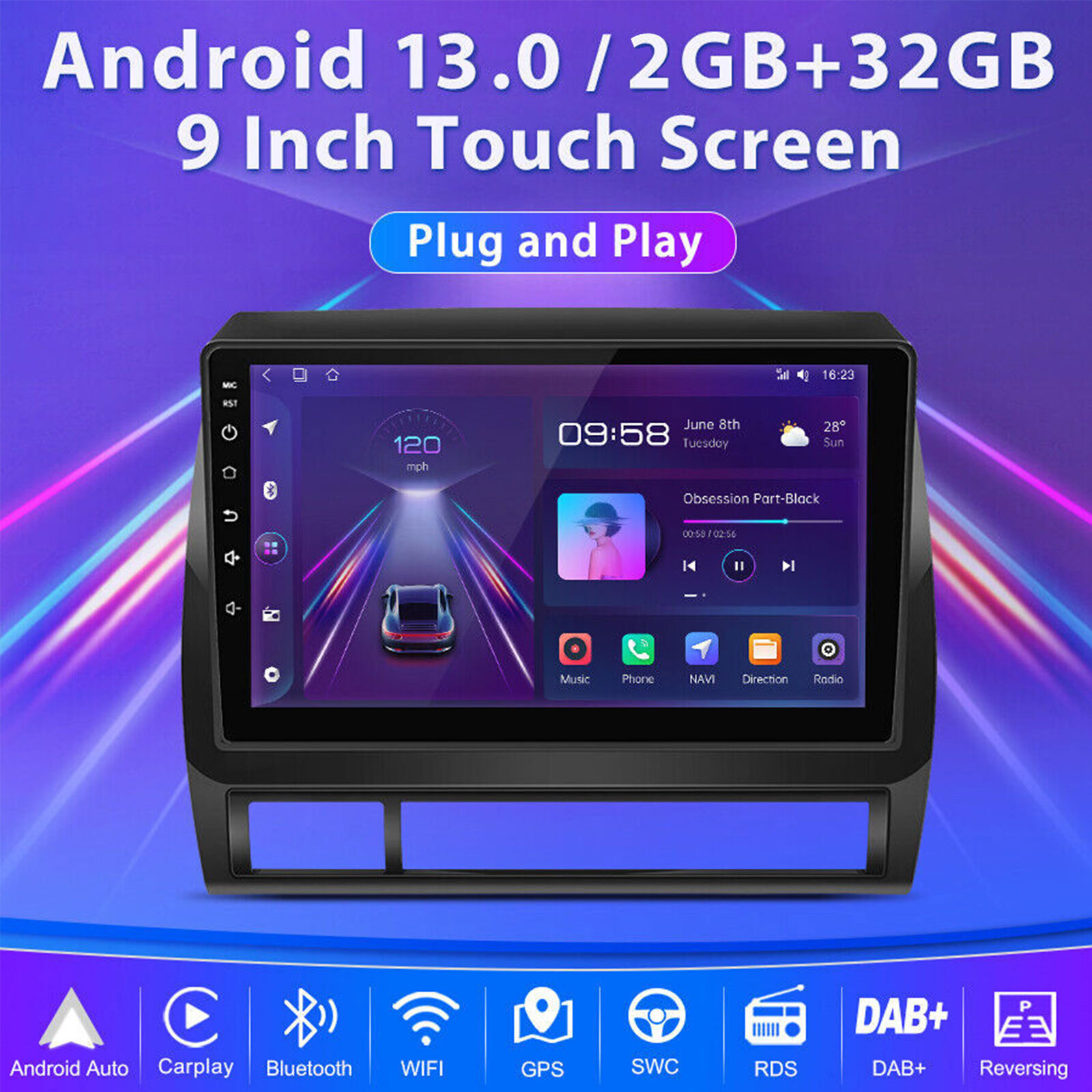 For Toyota Tacoma 2005-2015 Car Radio Android 13Stereo Carplay GPS 32GB Player