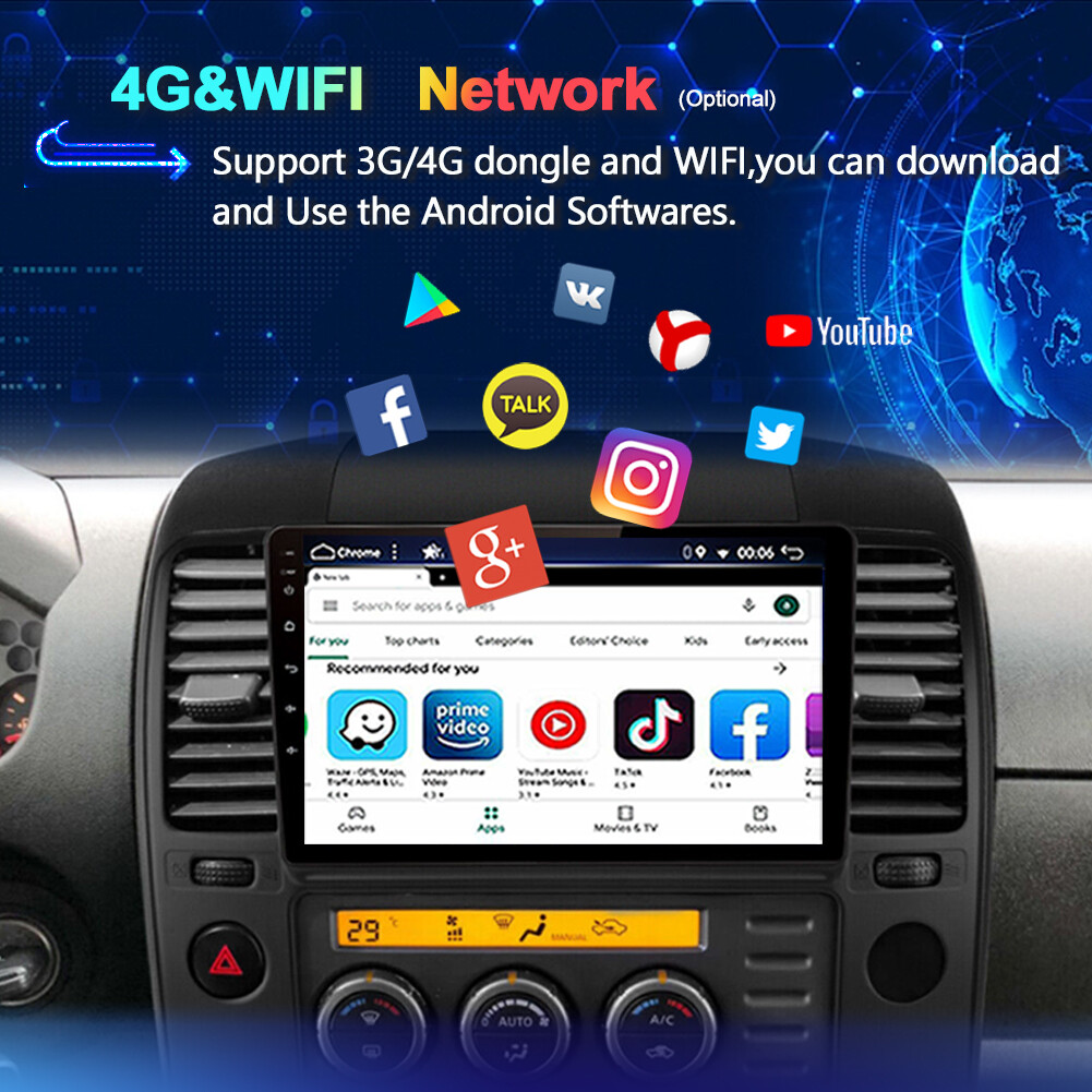 For Nissan Navara 2006-2012 Car Stereo Radio Android Auto Carplay GPS Navi 2+32G