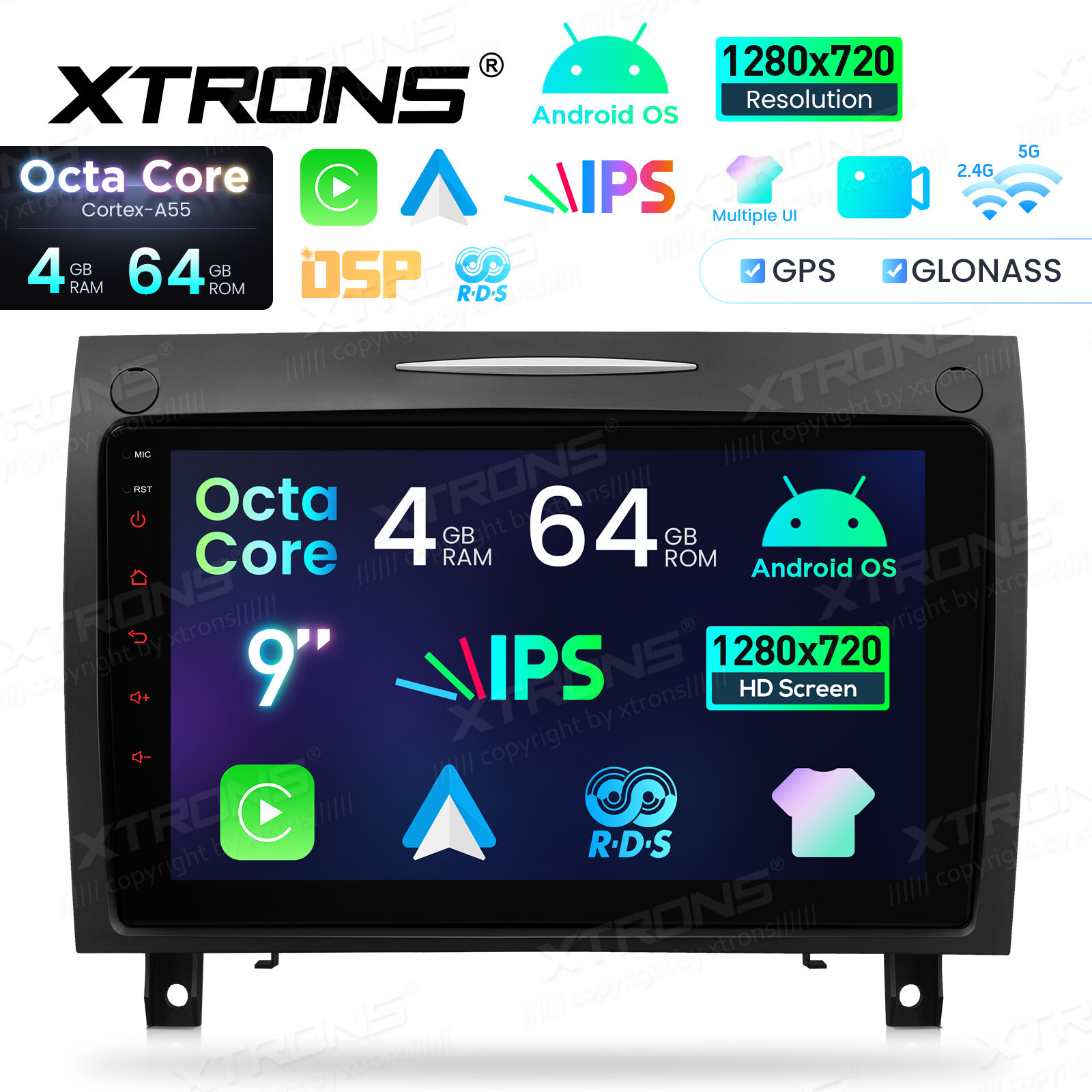 XTRONS 9″ Android 14 8Core 4+64GB Car Radio Stereo GPS for Benz SLK-R171 2004-11
