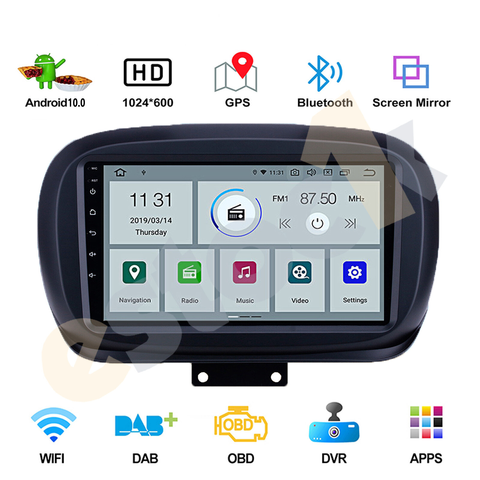 CAR TABLET FIAT 500X CAR RADIO ANDROID 14 2din 9″ 4GB RAM 64GB ROM WiFi CARPLAY