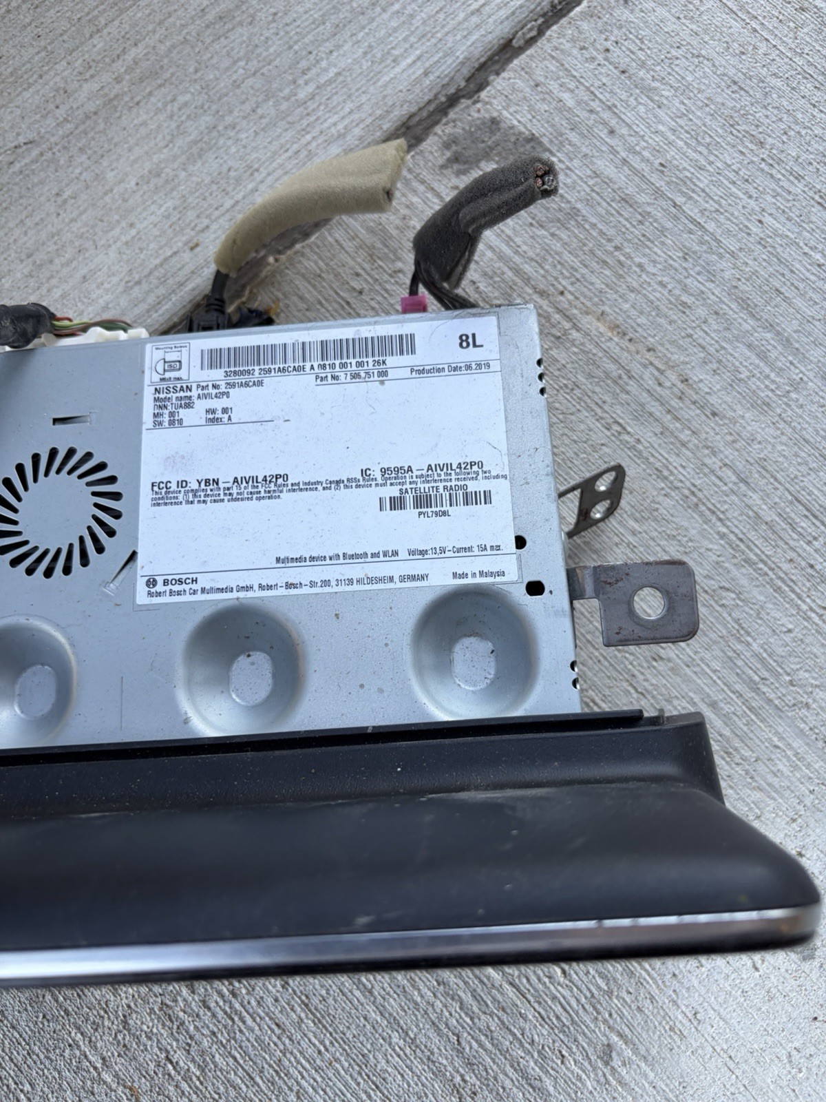 Nissan Altima 2019-2022 OEM Genuine Radio Receiver Display Screen 2591A-6CA0E