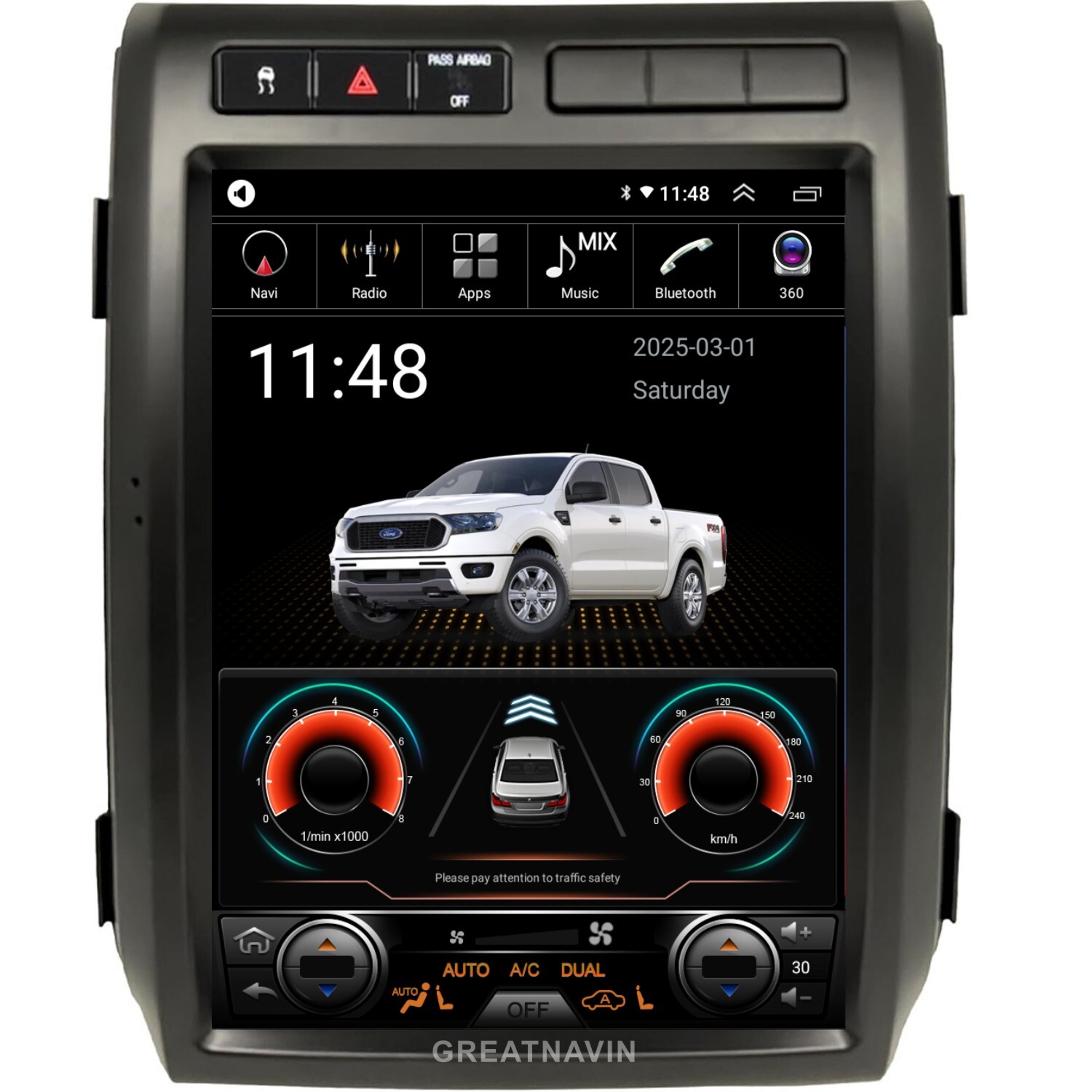 Apple Carplay Car Radio For Ford Tesla style F150 2009-2012 Stereo Navi GPS 12.1