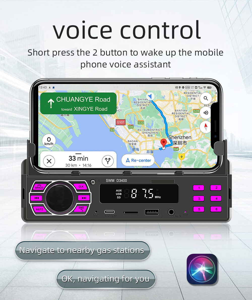 1DIN Car MP3 Player Stereo Radio Bluetooth In-Dash Digital Audio USB Positioner