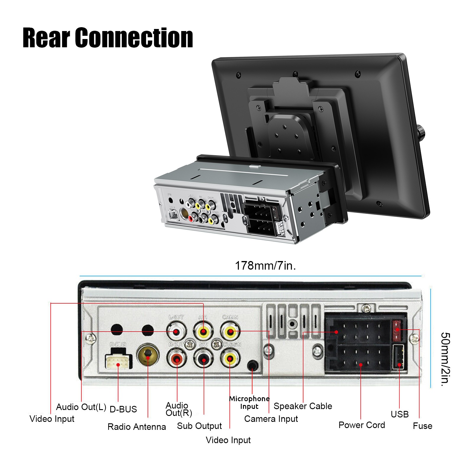 1 DIN 10.4″ Wireless Apple Carplay Car Stereo Head Unit Rotatable Screen Radio