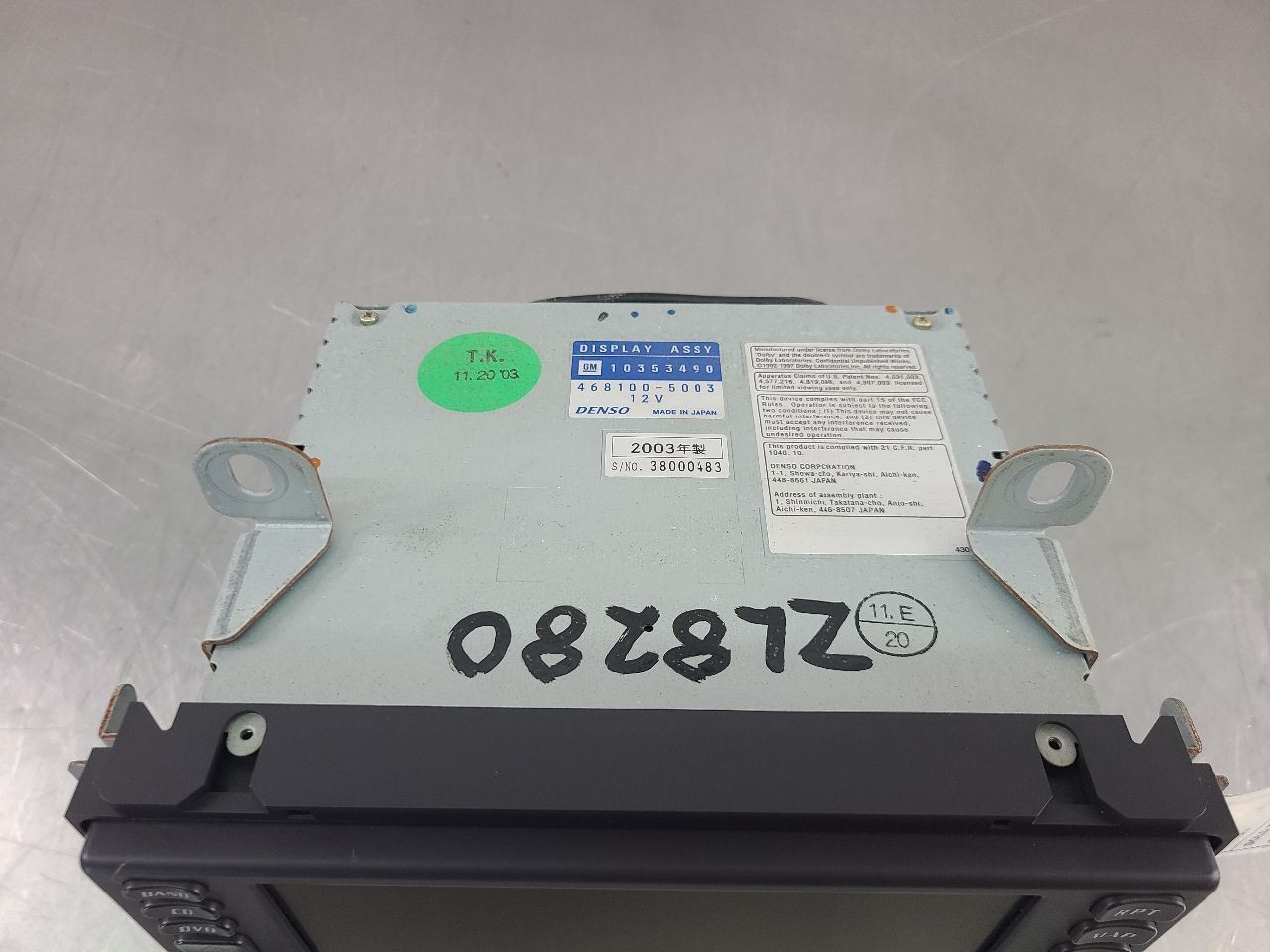 2004-09 Cadillac XLR Factory Radio Display Assembly w/ CD Player, #10353490
