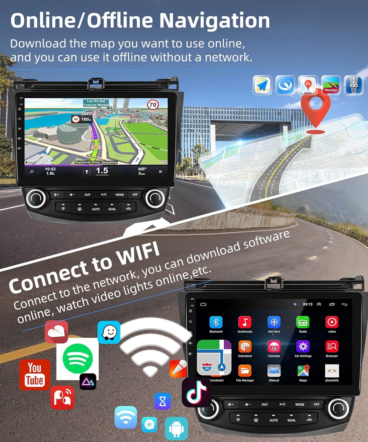2+64G For Honda Accord 2003-07 with CarPlay Android Auto Stereo GPS Player +CAM
