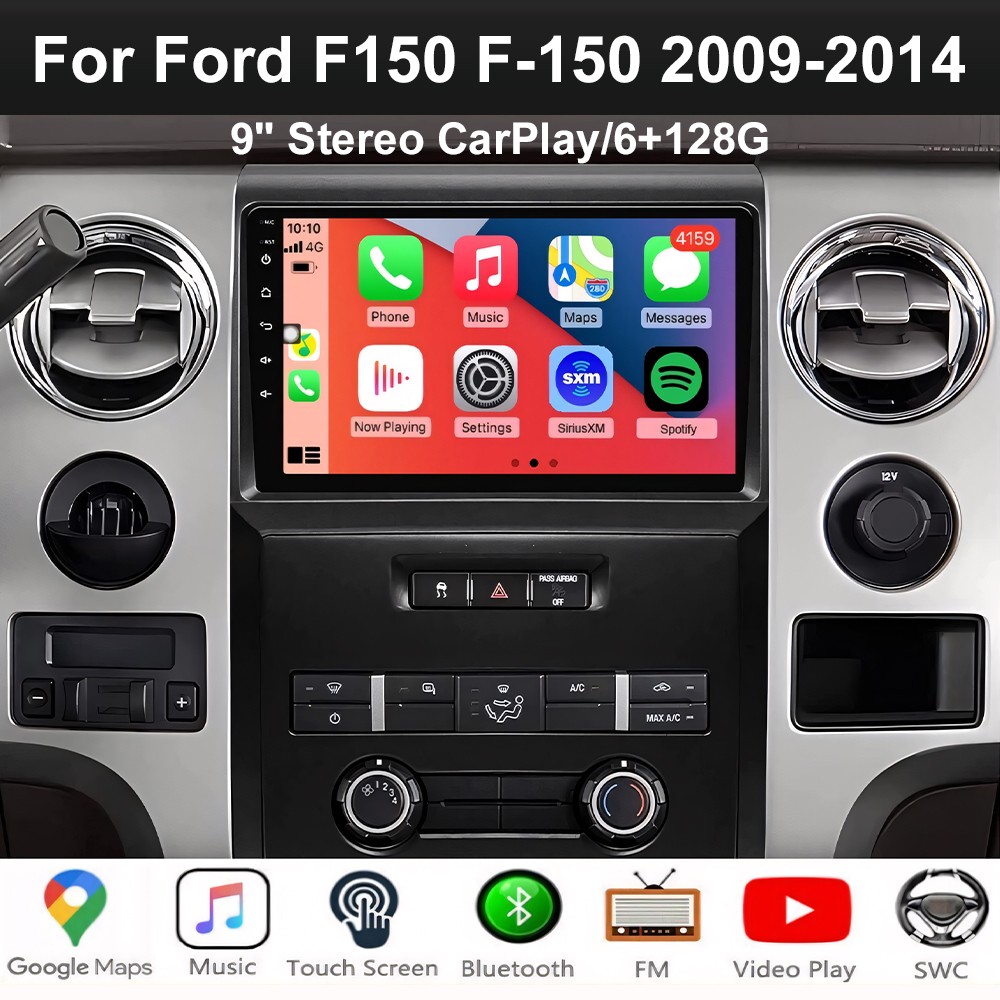 9″ Stereo CarPlay 6+128G for Ford F-150 F150 2009-2014 GPS Radio Navigation WiFi