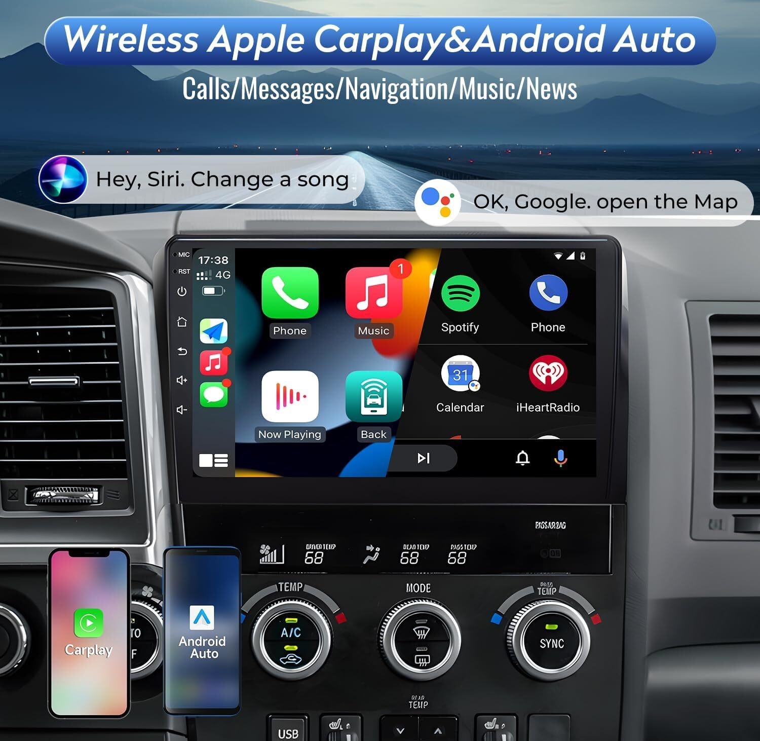 Car Radio Stereo Carplay For Toyota Tundra Sequoia 2+32G 10in Player Car