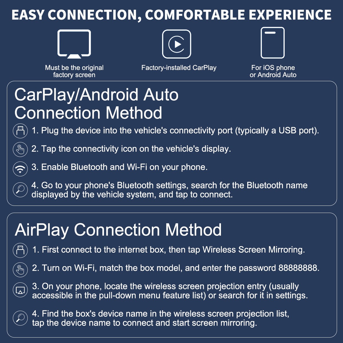 New 4-in-1 Wireless Adapter for Apple CarPlay Android Auto AirPlay MirrorLink