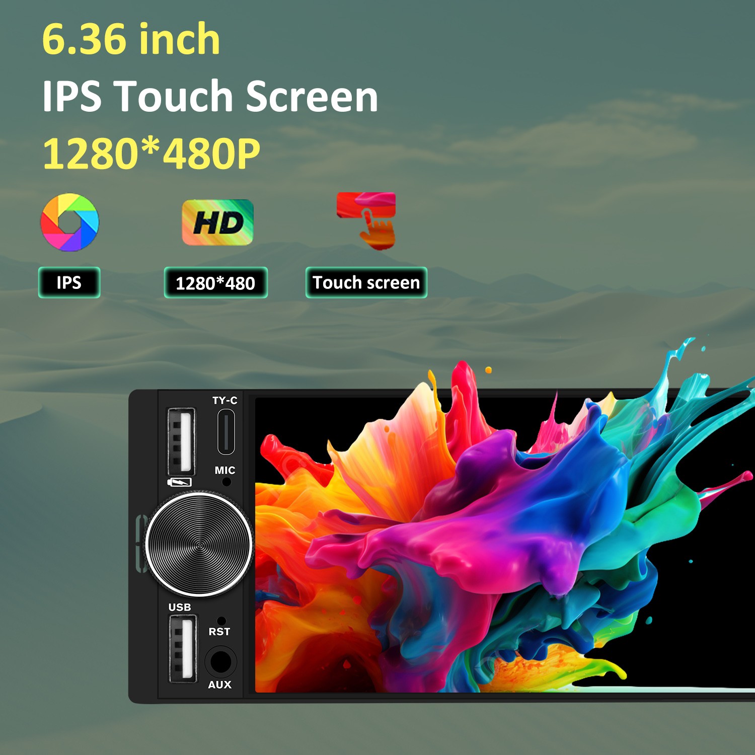 6.36″CarPlay Android Auto For Universal Car Stereo Multimedia Player Rear Camera