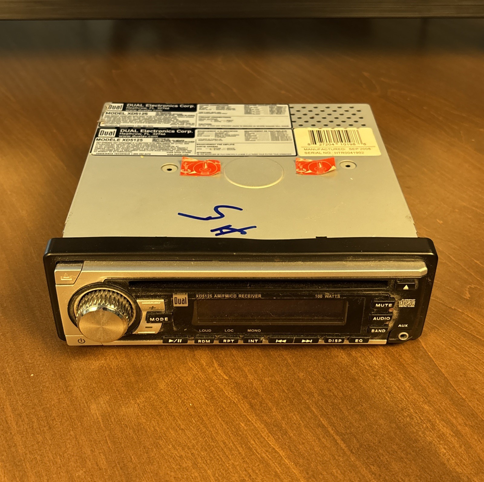 Dual XD5125 Car Stereo AM/FM CD Receiver USB AUX Head Unit Untested As-Is