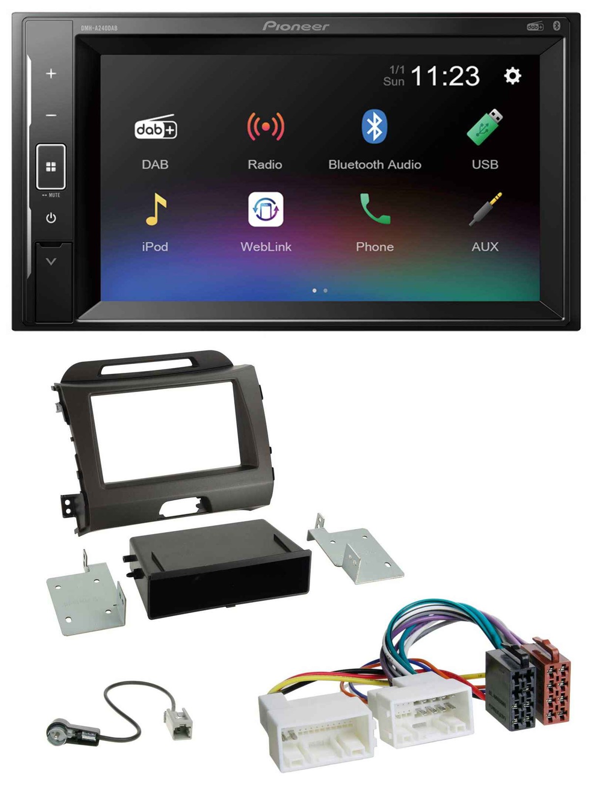 Pioneer DAB MP3 2DIN Bluetooth USB Car Stereo for Kia Sportage SL 2010-2015 Dark