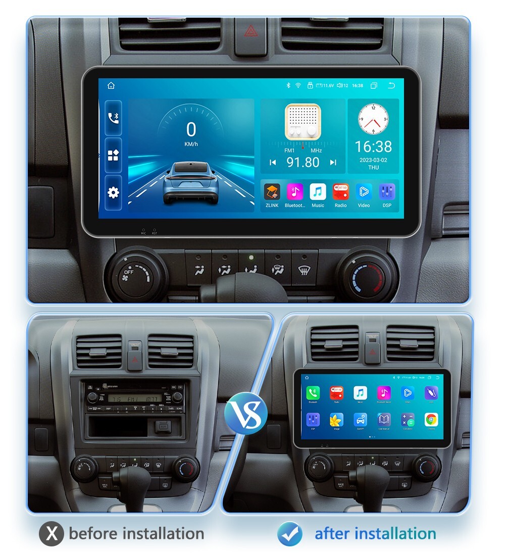 8+128GB CarPlay For Honda CRV 2007-2011 Android 12 GPS Car Stereo Radio DSP WIFI