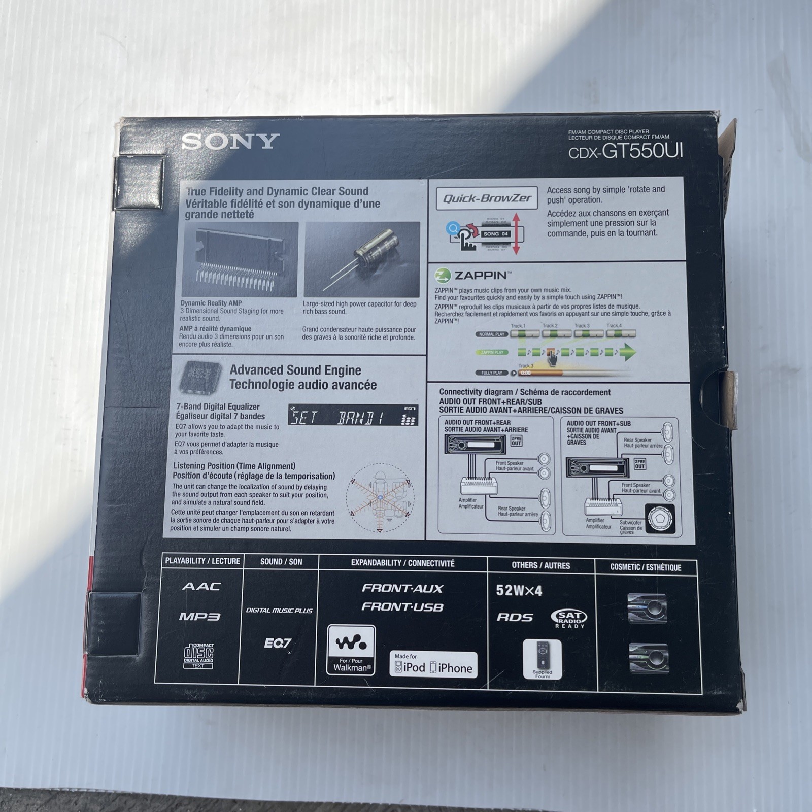 Sony CDX-GT550UI 1-DIN Car Stereo CD Receiver USB AUX MP3 WMA Detach Face