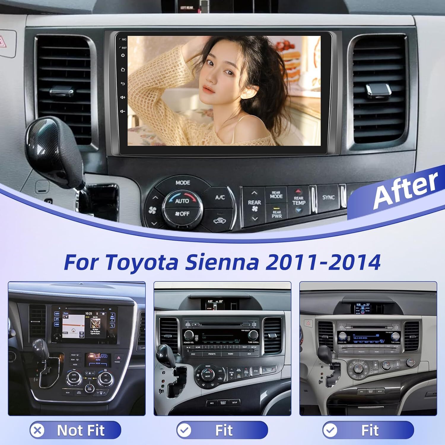 CarPlay For Toyota Sienna 2011-2014 Android 14 Car Radio Stereo GPS Navi 8G+256G