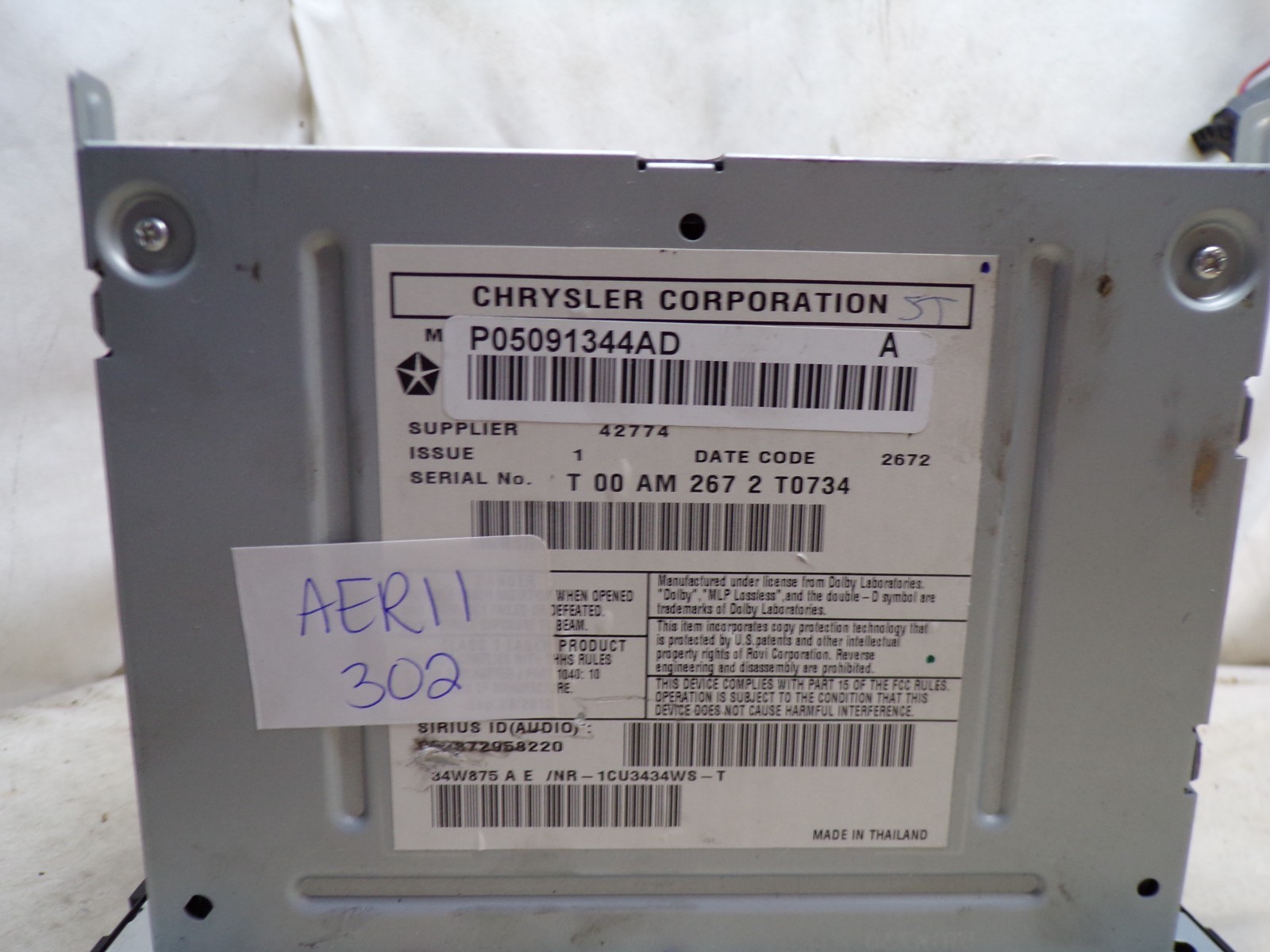 11 12 13 Jeep Grand Cherokee Durango High GPS Radio CD MyGig RHB P05091344AD