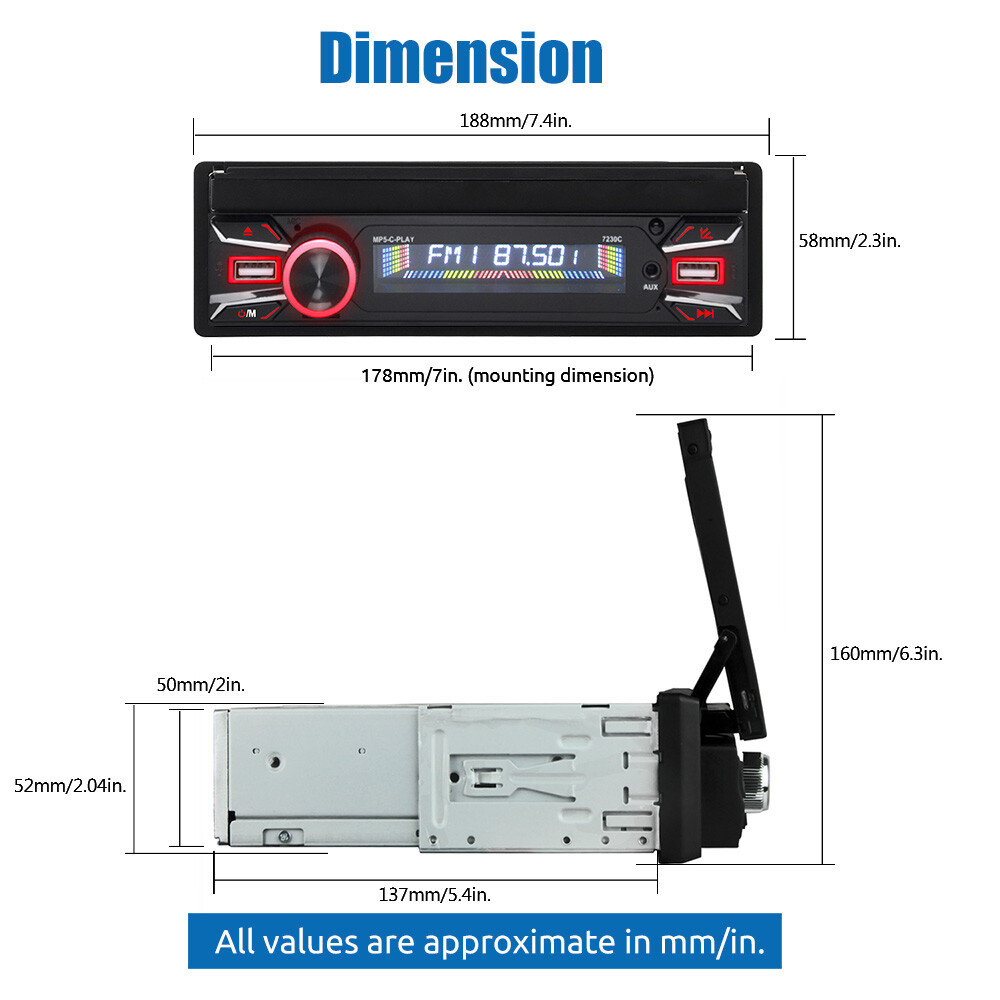Carplay Single 1DIN 7″ Flip Out Car Stereo Head Unit FM Radio USB TF with Camera