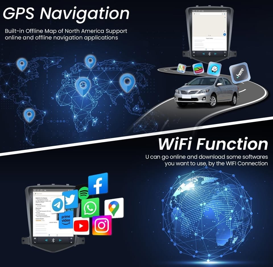 Chevy Cruze (2009-2015) 10.4″ Android 12 Car Radio GPS 64G 5G WiFi CarPlay BT