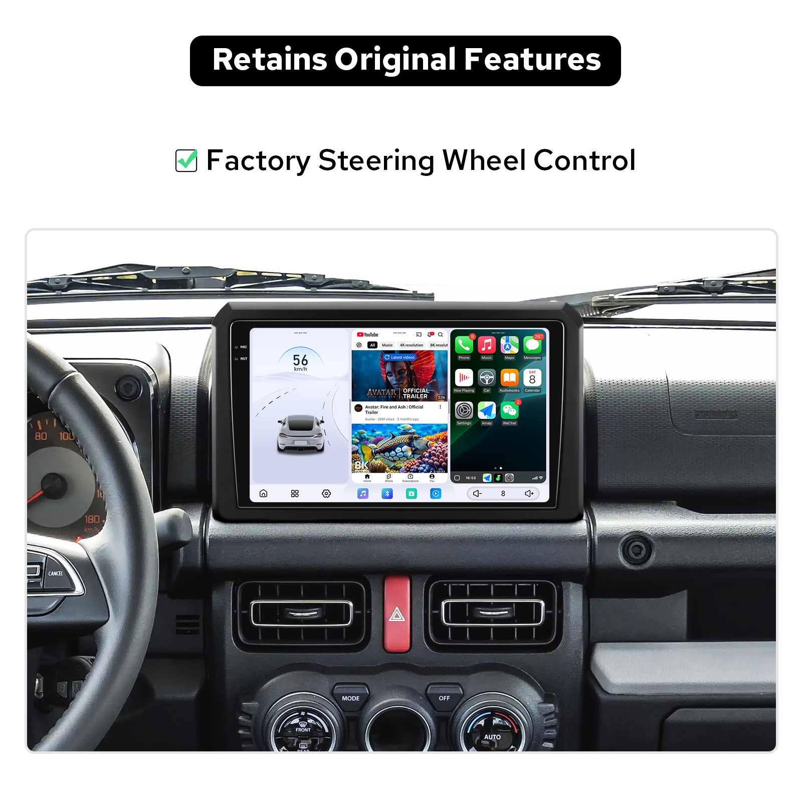 9.5″ QLED Touch Screen Head Unit for 2018-2024 Suzuki Jimny Support 360 Cameras