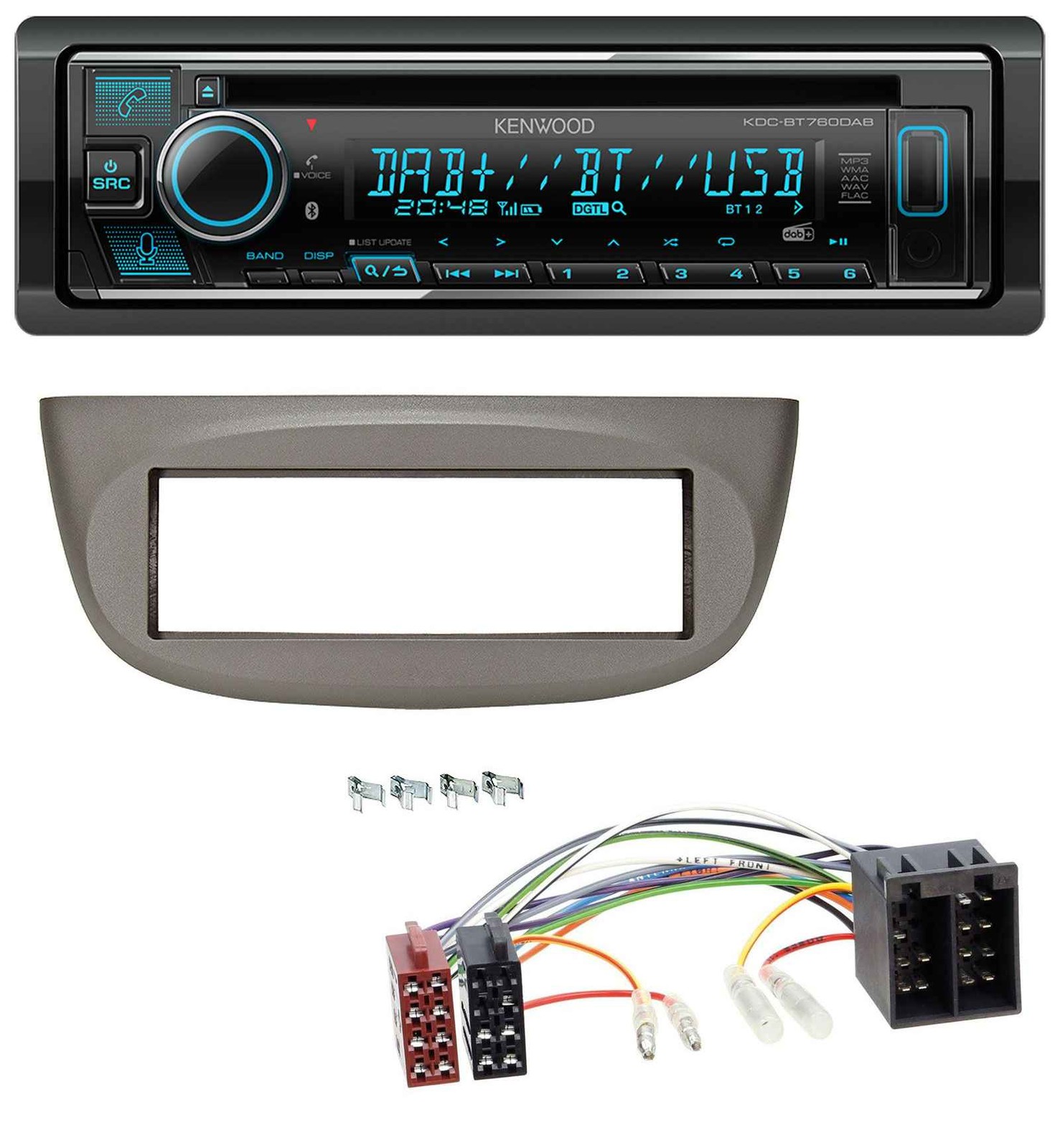 Kenwood MP3 Bluetooth DAB USB CD Car Stereo for Renault Twingo 07-12 Beige Grey