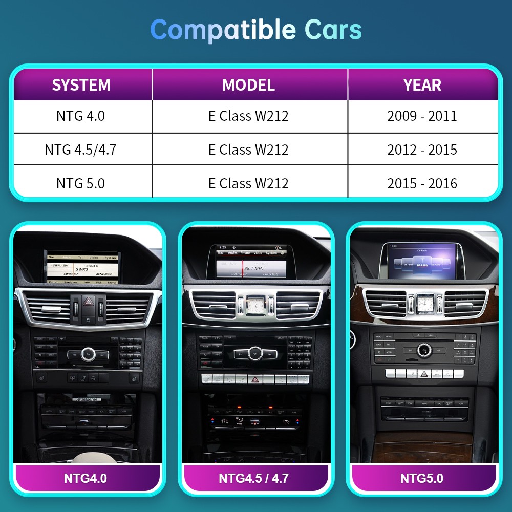 Ultra-thin 12.3”Wireless Carplay Touchscreen For Benz E Class W212 2009-2016