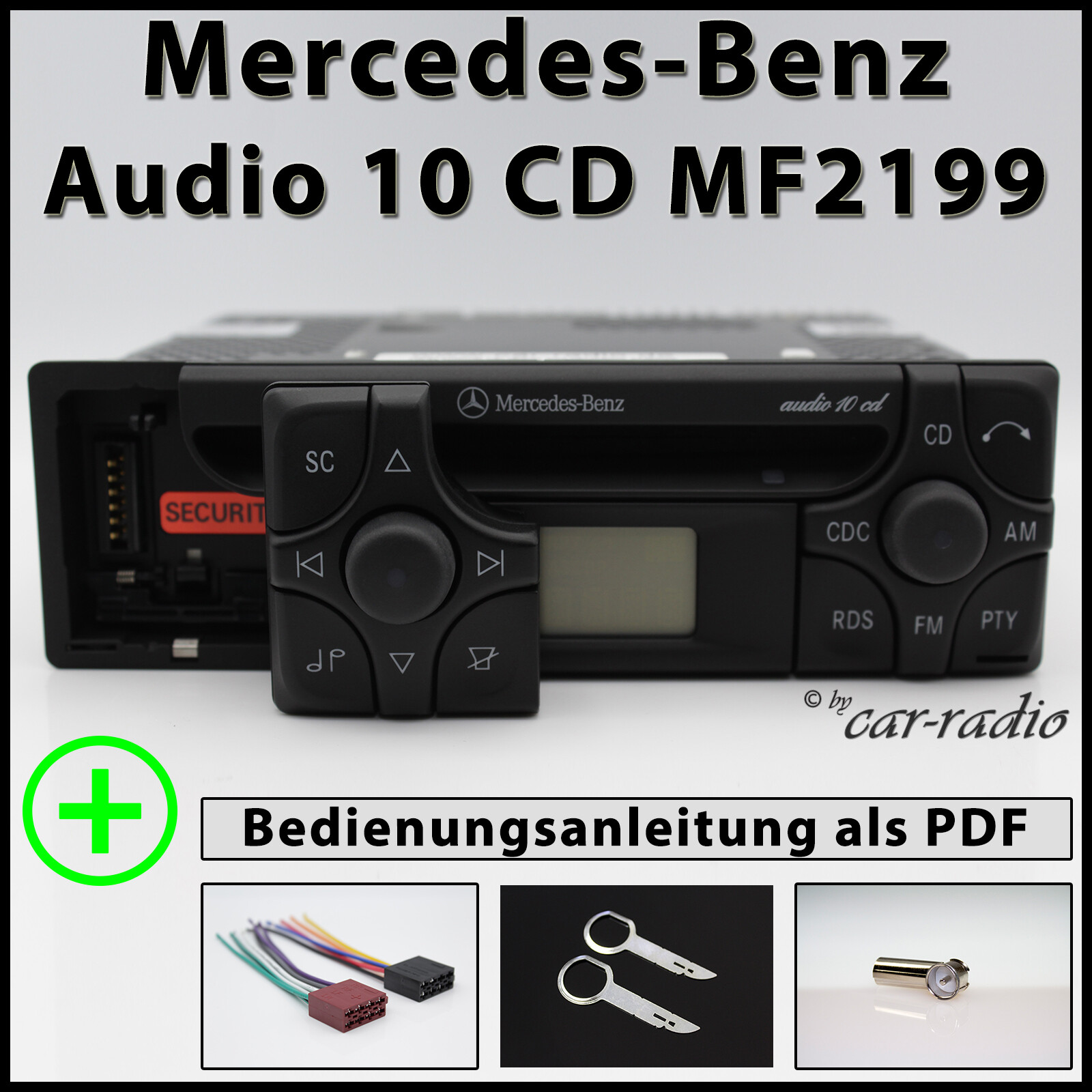 Genuine Mercedes Audio 10 CD MF2199 CD-R Alpine Becker Radio 1DIN Car Stereo Set